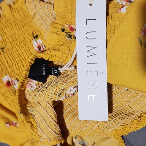 NWT Lumiére Golden Yellow Floral Boho Top - Picture 5 of 5